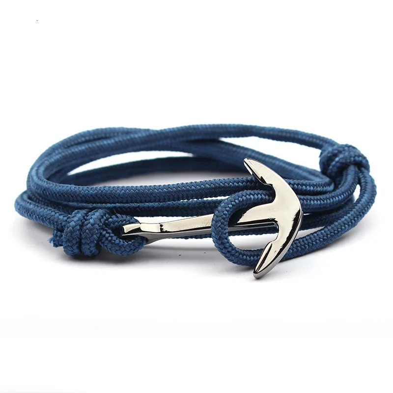 Adjustable Paracord Anchor Bracelet Woman Men Charm Bracelets Alloy Anchor Nylon Rope Chain Armband Vintage Bracelets& Bangles