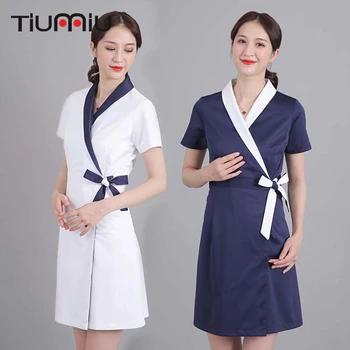 

High Quality Short Sleeve Nurse Doctor Medical Uniform Hospital Dental Scrubs Beauty Salon Spa Beautician Dress Work Clothes