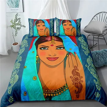

African Girl Woman Indian Bedding Set Bedroom Decor Doona Quilt Cover Hypoallergenic 1PC Duvet Cover Pillowcase