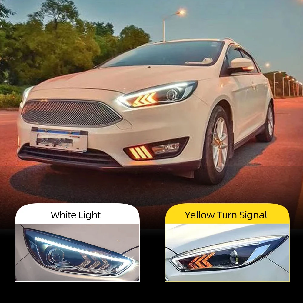 CSCSNL 2 шт. светодиодный фары для Ford Focus Автомобильный светодиодный фонарь двойной ксеноновый объектив дневные ходовые огни противотуманные фары
