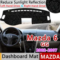 Для Mazda 6 2002 ~ 2007 GG Противоскользящий коврик с рисунком розы, приборная панель, накладка, солнцезащитный козырек, аксессуары Atenza Wagon 2003 2004 2005