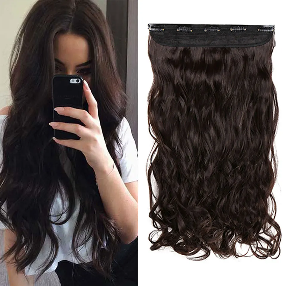 S-noilite Long wavy Clip in One Piece Hair Extension half head real natural hair Synthetic clip in Hairpiece for women 2 S-noilite Long wavy Clip in One Piece Hair Extension half head real natural hair Synthetic clip in Hairpiece for women 2