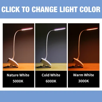 

Touch Dimmable 3 color Table Lamp 5V LED Reading Light USB Portable Book Lights Led Learn Ampoule 1200mAh Rechargeable Battery