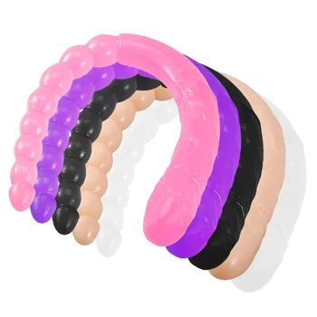 370mm Extra Long Soft Double Head Dildo Toy For Adult Flexible  Jelly Vagina Anal Women Gay Lesbian Ended Dong Penis Artificial 5