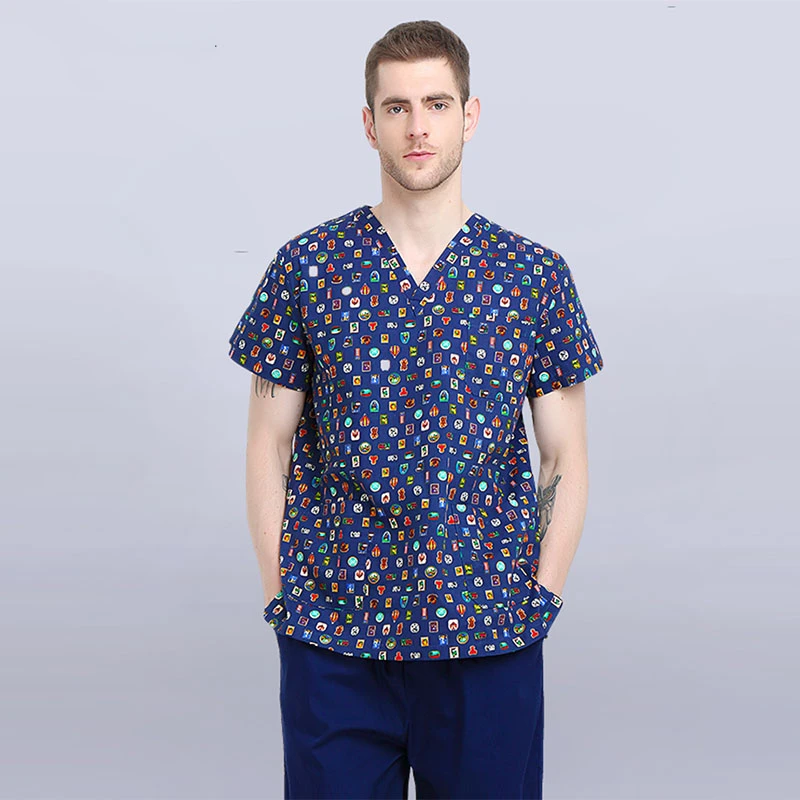 man (tops) Устойчивые к полосканию унисекс спандекс скрабы центр красоты Клиническая медицинская форма костюм медсестры медицинские скрабы Топ - Цвет: man (tops)
