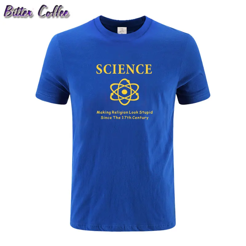 

Новинка 2019, модная удивительная смешная футболка с надписью «научное создание религии», классный юморизм, забавная футболка с круглым вырезом, Хлопковая мужская футболка, размеры