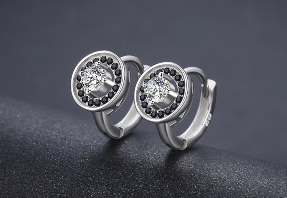 SODROV круглые ювелирные изделия из стерлингового серебра 925 пробы обручальные серьги-кольца для женщин Черный шпинель Bijoux T179