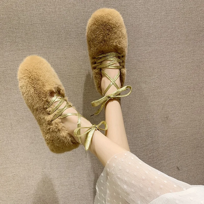 Женские туфли-лодочки на плоской подошве; Zapatos de mujer; туфли на плоской подошве; женские модные однотонные короткие плюшевые туфли-лодочки на шнуровке
