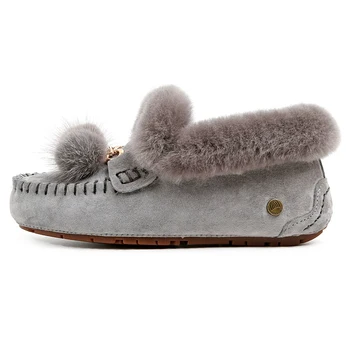 

2019 autumn and winter new sheep fur one short tube cotton boots snow boots female peas shoes fur shoes