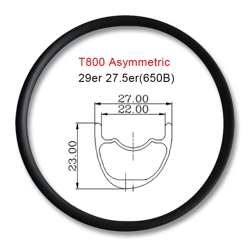Carbonfan T800 Superlight Асимметричная 29er ширина: 27 мм Глубина: 23 мм карбоновый обод для горного велосипеда