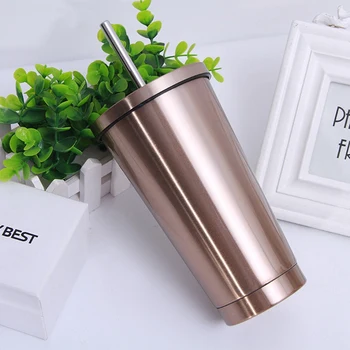 

Stainless Steel Coffee Mug 500Ml Thermo Mug with Lid Beer Mugs for Tea Cup Vacuum Flask Metal Cup Drink Straw Travel Cups
