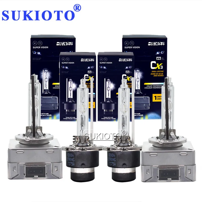 SUKIOTO 2PCS High Quality Car Light Xenon HID Bulbs D1S D2S D3S D4S HID Headlight Bulb 4300K 5000K 6000K 8000K Metal Bulb Lamps