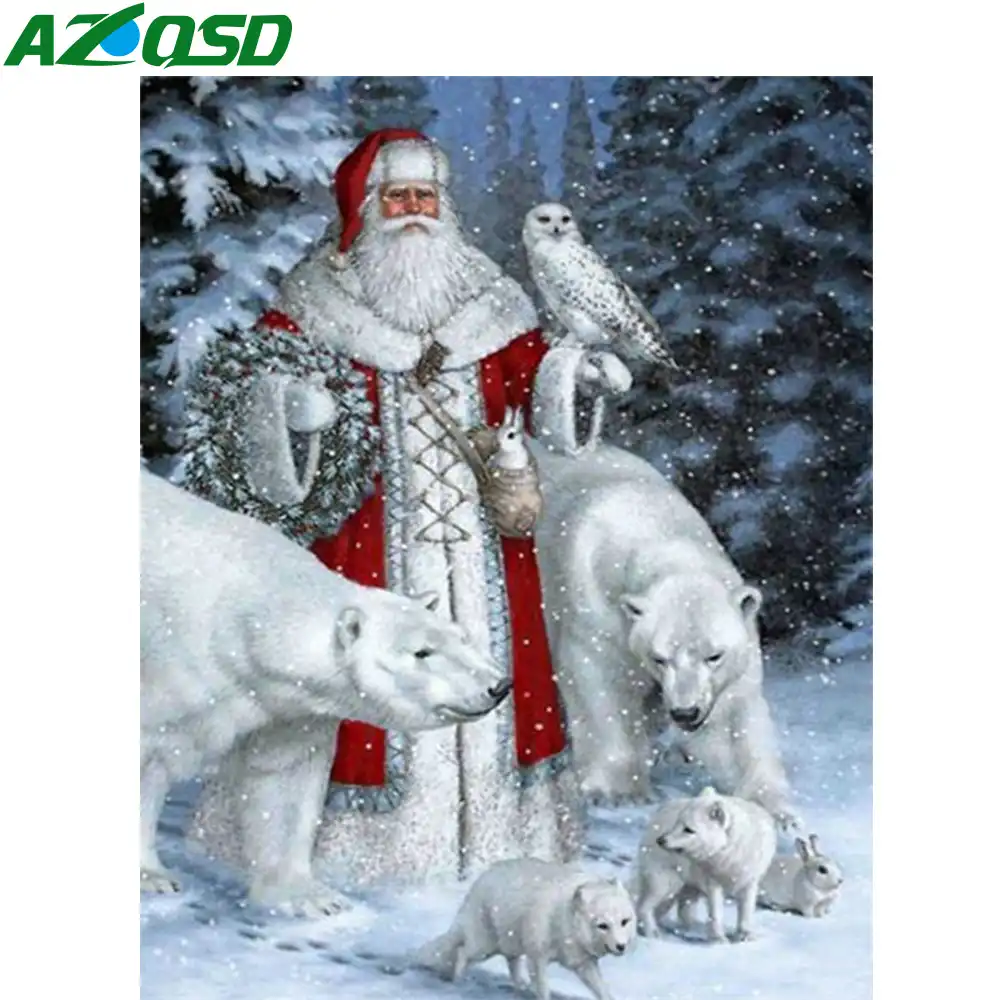 AZQSD Рождество 5D алмазная картина Санта Клаус Стразы картины алмазные