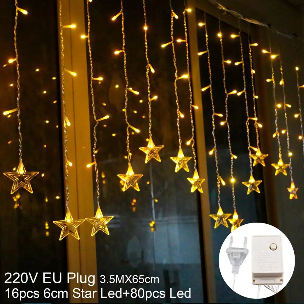 EU 220V 3.5m Tree Huiran Рождественская елка колокольчики с фигуркой лося светодиодный струнные огни Рождественские украшения для дома Рождественская занавеска огни счастливого нового года - Цвет: EU 220V 3.5m Tree