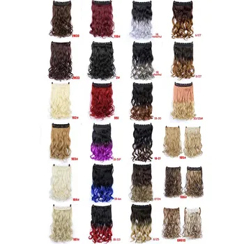 MUMUPI Clip In Hair Extension Ombre 24 Inches Blonde Black Full Head Synthetic Natural Curly Wavy Hairpiece Hair Pieces Headwear 2