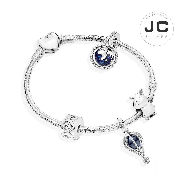 JC модный очаровательный 925 пробы серебряный DIY браслет воздушный шар опал, мужской женский браслет Женские аксессуары ювелирное изделие подарок