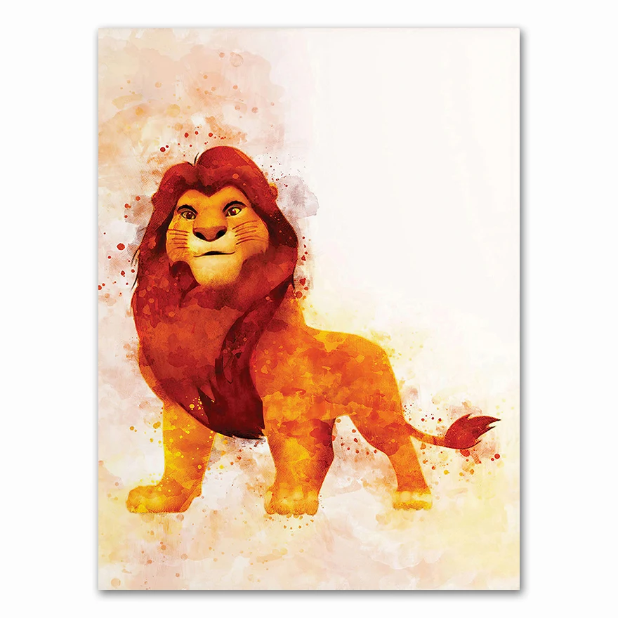 Popular-anime-movie-lion-king-family-decoration-watercolor-hight-quality-canvas-painting-Home-Decor-No-Frame (6)