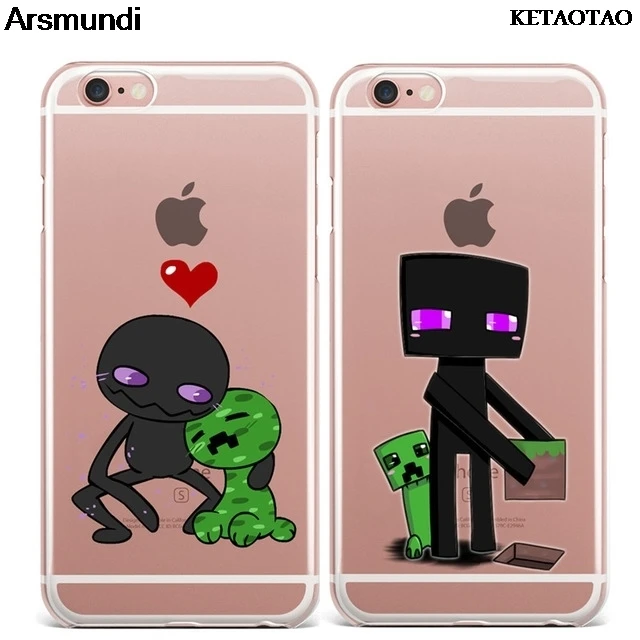 Милые Чехлы KETAOTAO для телефона с крипером и дерменом iPhone 5 6 S 7 8 Plus X прозрачный