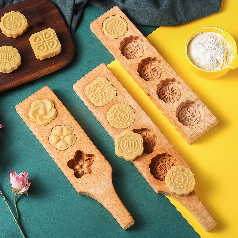 Wooden Biscuit Supplies Pastry Maker Cake Cutter Cookie Mold Moon Cake Mold  DIY