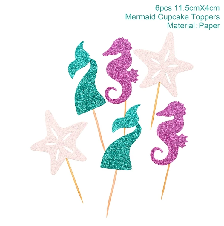 24PCS mermaid tag Huiran вечерние принадлежности русалочка тема Русалочки декоративный шар Русалочка День Рождения Декор сувениры 1 день рождения под морем - Цвет: 24PCS mermaid tag