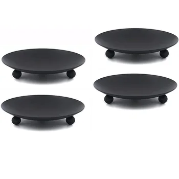 

Decorative Iron Plate Candle Holder, Set of 4, Pillar Candlesticks Holders, Pedestal Candle Stand For LED Wax Candles