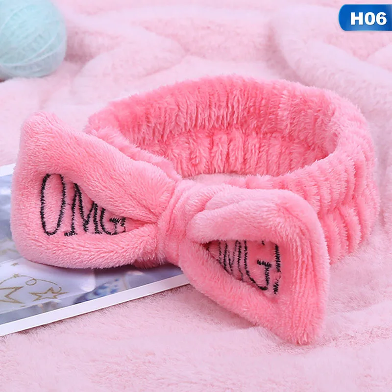 Новая буква "OMG" коралловый флис мягкий бант повязки для женщин девочек милый держатель волос повязки для волос аксессуары для волос - Цвет: H06