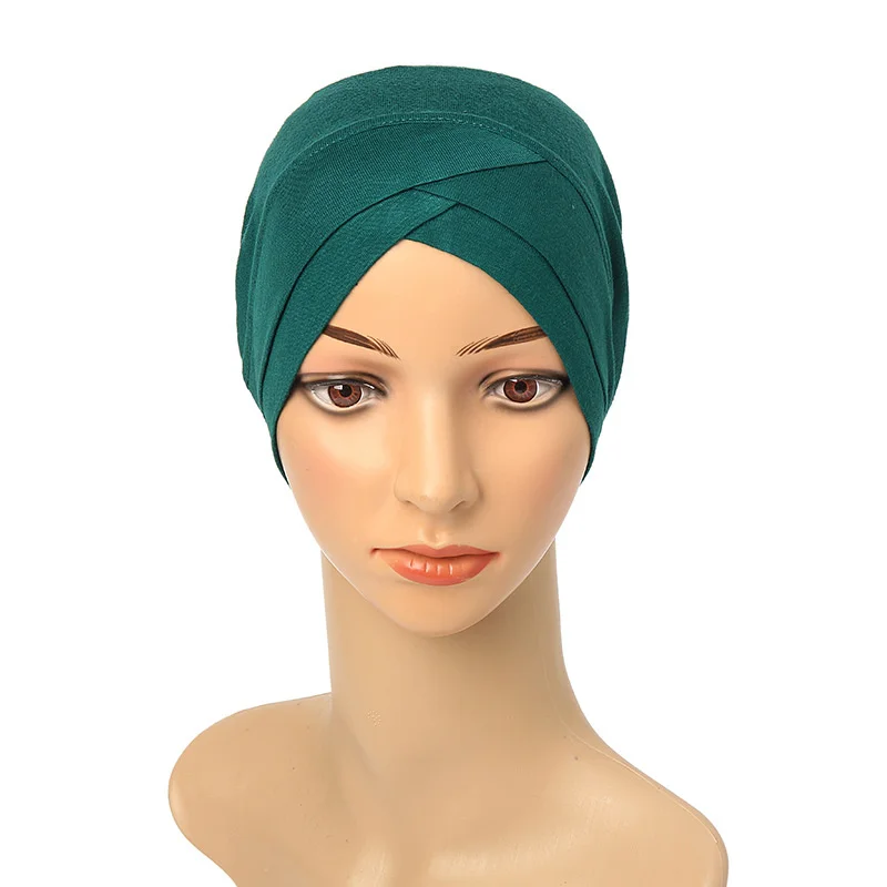 

New Muslim Twist Jersey Hijab Caps For Women Forehead Cross Turban Headwraps Indian Hat Islamic Inner Hijab Turbantes Mujer