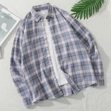 Spring Long Sleeve Plaid Blouse Women All Match New Clothes 2020 Turn Down Collar Single Breasted Couples Tops and Blouses Spring Long Sleeve Plaid Blouse Women All Match New Clothes 2020 Turn Down Collar Single Breasted Couples Tops and Blouses