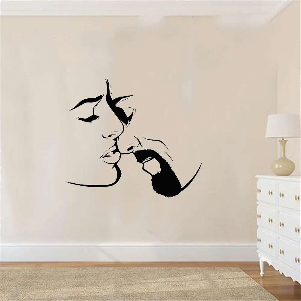 Retro Kiss Wall Mural Vinyl Decal Sticker Decor Love Man Woman Couple 