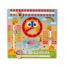 Детские игрушки деревянные Многофункциональные цифровые будильник календарь познавательное обучение игрушка для раннего развития календарь