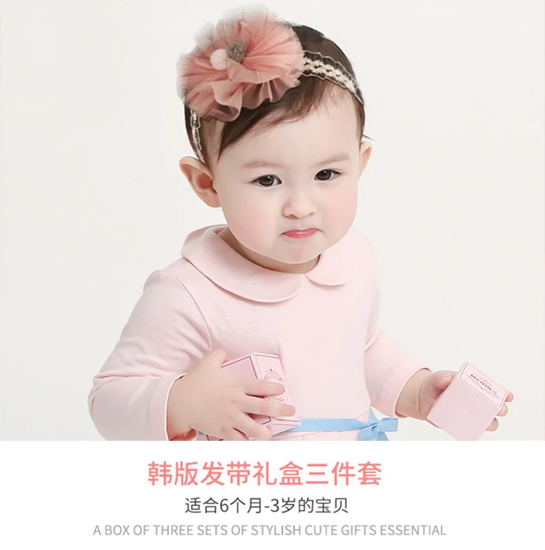 Корона для маленьких девочек; лента для волос с кружевным бантом из Южной Кореи; повязка для волос для новорожденных; головной убор принцессы; комплект украшений для волос