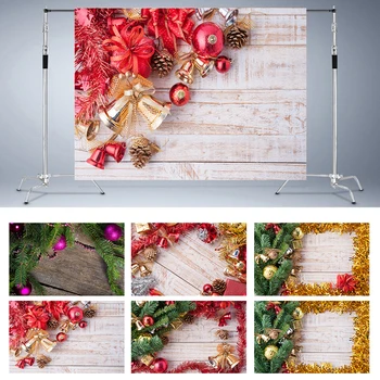 

Nitree Pine Wreath Wood Floor Christmas Bells Gift Board Party Backdrop Photography Background Photo Studio Props Vinyl