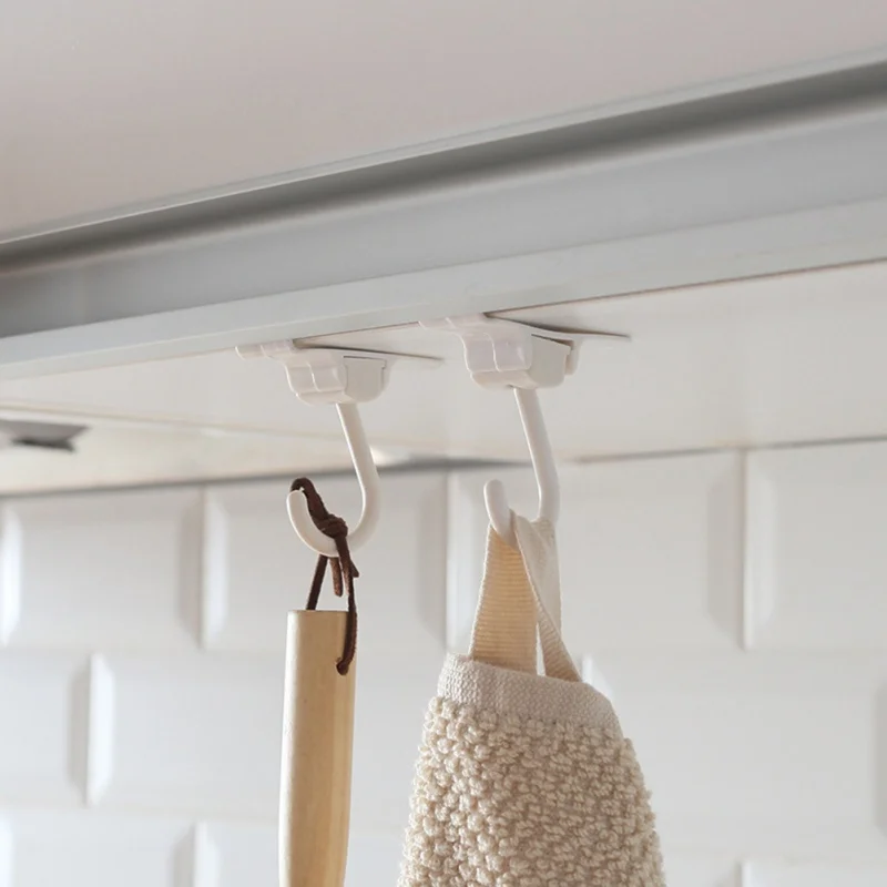 

2PCS Household Door Hook For Kitchen Cabinet Nail-free Door Back Type Plastic Door Hook Rotatable hook HOT