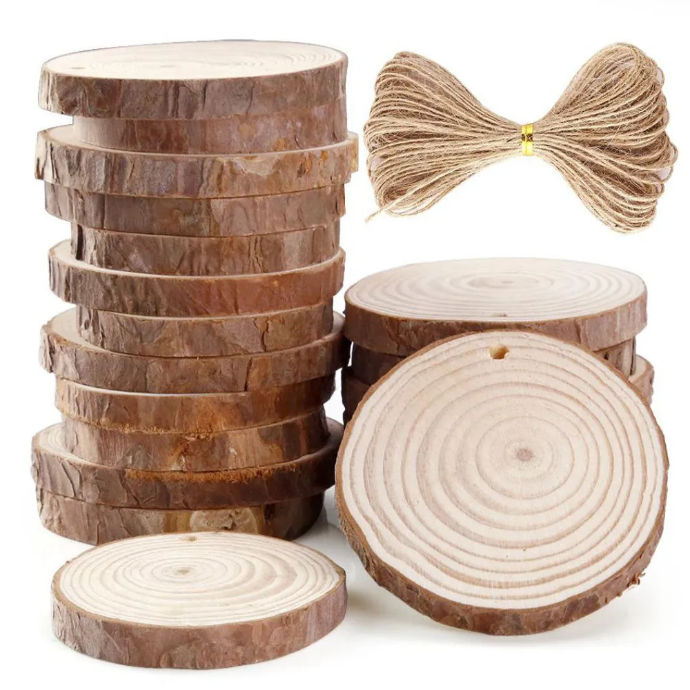 45#10/24 предмета в комплекте 6-7 см незавершенной просверленные деревянные ломтики круглого бревна диски с 33 футов