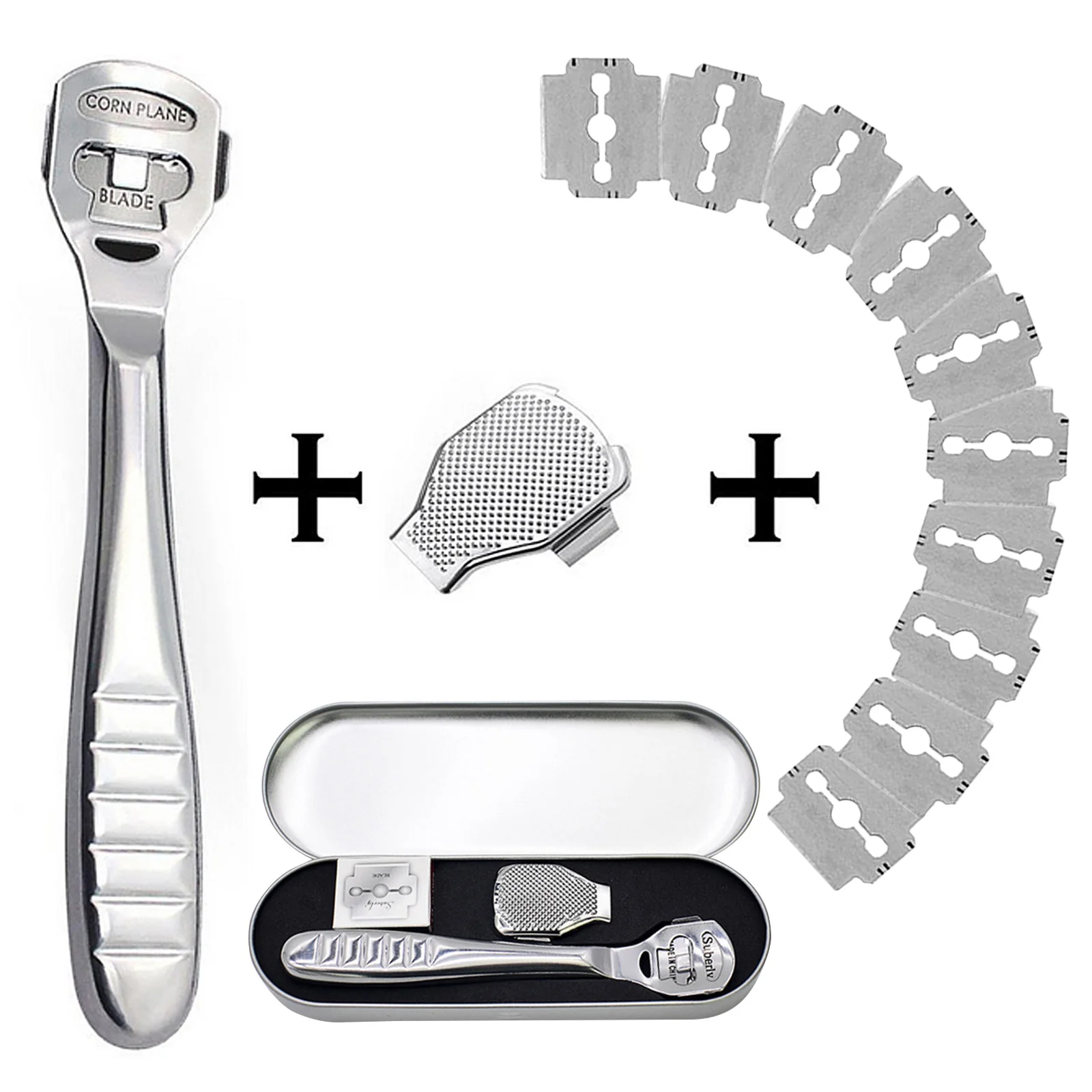 Stainless Steel Pedicure Foot Shaver Razor Scraper With 11 Blades Iron