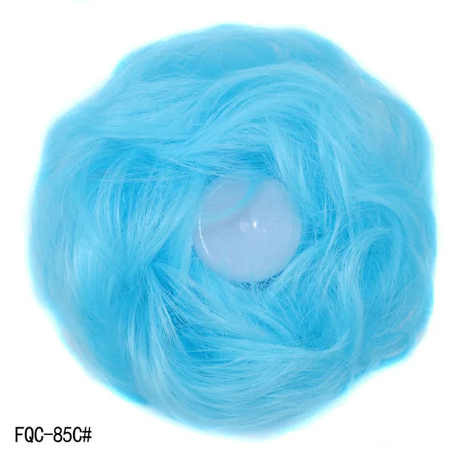 Jeedou Messy Chignon Donut Hair Bun Pad Elastic Hair Rope Rubber Band Synthetic Hairpiece Gary Brown Color L Blue