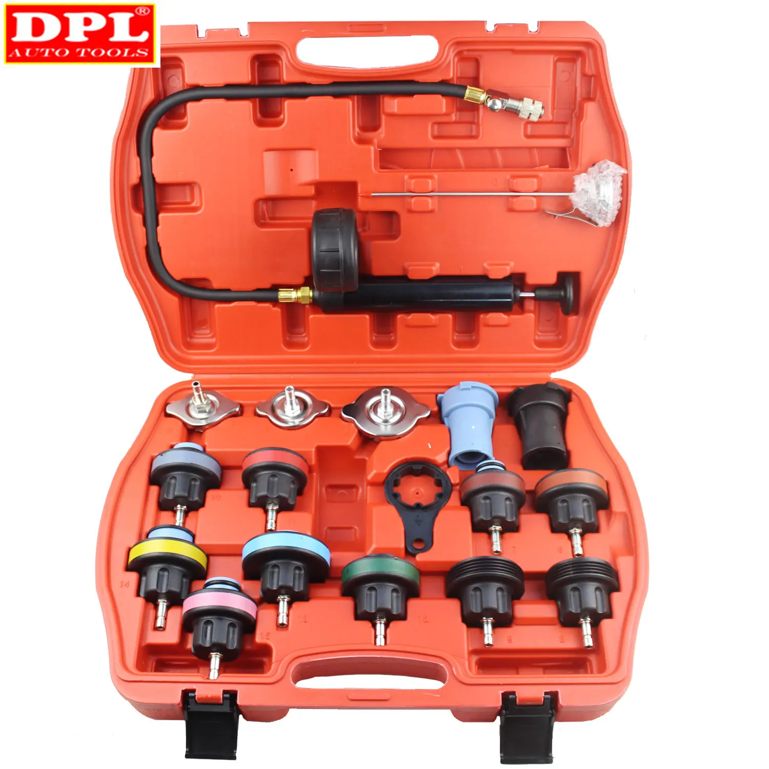 18 Pcs Radiator Pressure Tester Tool Kit Cooling System Testing Tool Vacuum Vehicle Universal For Audi BMW Ford Volvo