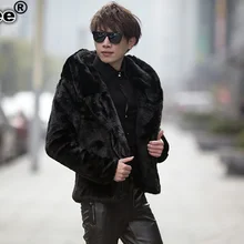 Мужское пальто размера плюс, зима, искусственный мех, ткань с капюшоном, на молнии, осень, черный,,, уличная куртка из искусственного меха норки, XXXL, X697