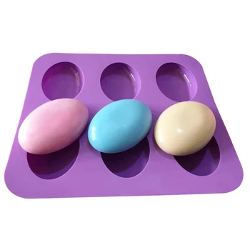 

6 Slots DIY Silicone Soap Mould 3D Oval Shape Handmade Jelly Maker Cake Mold Tool Soap Forms Silicone Molds for Soap Making