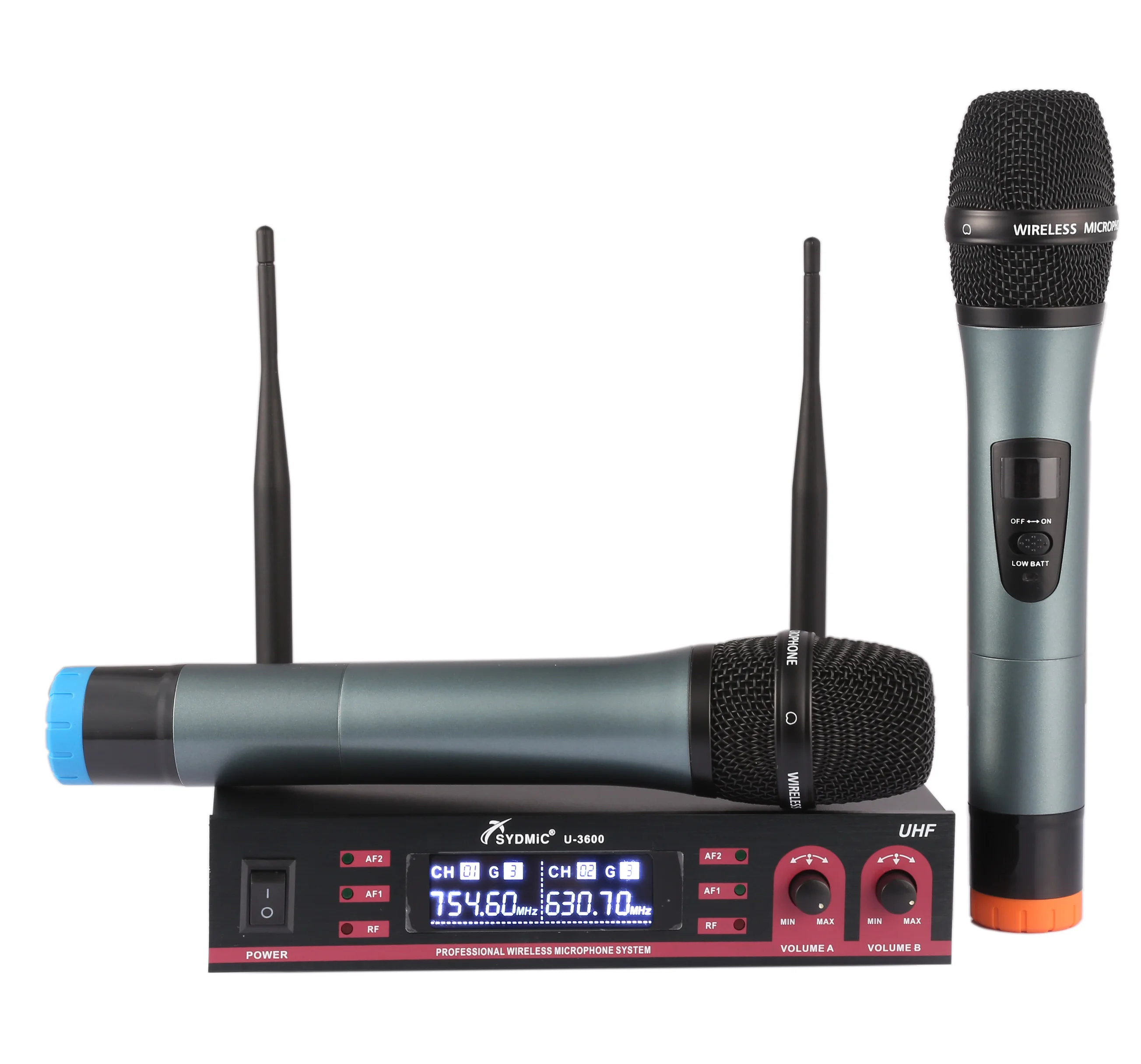 

SYDMIC Wireless System Dual Handheld Mic 2Channel Cordless Receiver for Karaoke Party KTV UHF Frequency Microphone