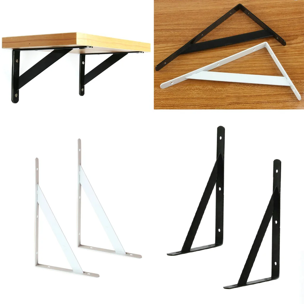 Pair Heavy Duty Metal L Shaped Wall Shelf Bracket Shelves Plank Rack Support