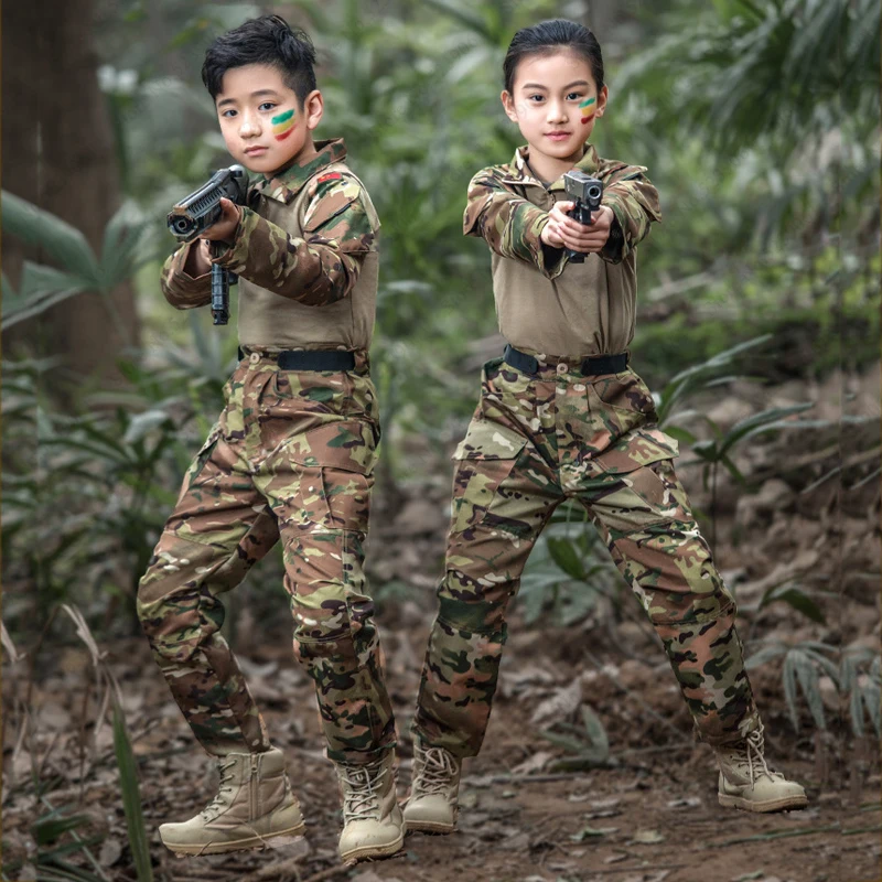 

Kids Military Soldier Special Forces Camouflage Jackets Children Tactical Army Disguise Uniform Hunting Clothing Set Combat Suit