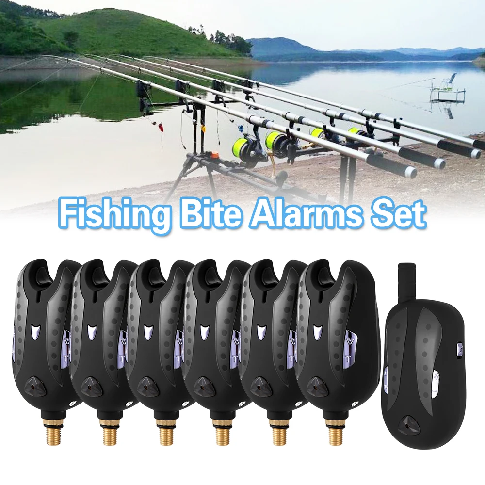 Lixada Wireless LED Fishing Alarm Fishing Bite Alarms Set Receiver Sound Alert Kit Led Alarm Indicator with Portable Bag fishing bite alarm fishing tools fishing tool fishing tackle fishing accessories