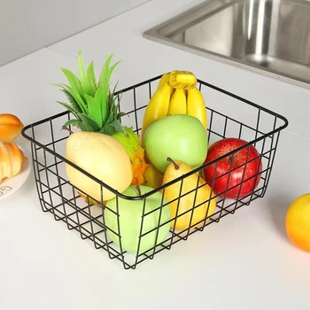 

Iron Storage Basket Creative Desktop Sundries Organizer Container Large Toy Fruit Laundry Baskets Kitchen Bathroom Organizer