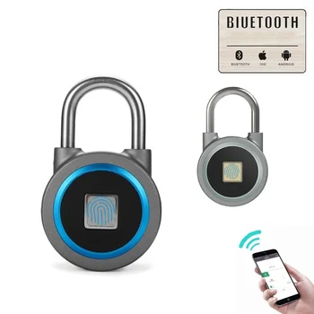 

Waterproof Keyless portable Bluetooth smart Fingerprint Lock Anti-Theft iOS Android APP control door cabinet padlock