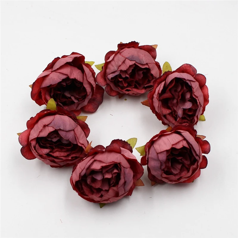   JAROWN 5cm High Quality Peony Flower Head Silk Artificial Flowers Decor Home DIY Garland Christmas Decorations New Year Decor (7)