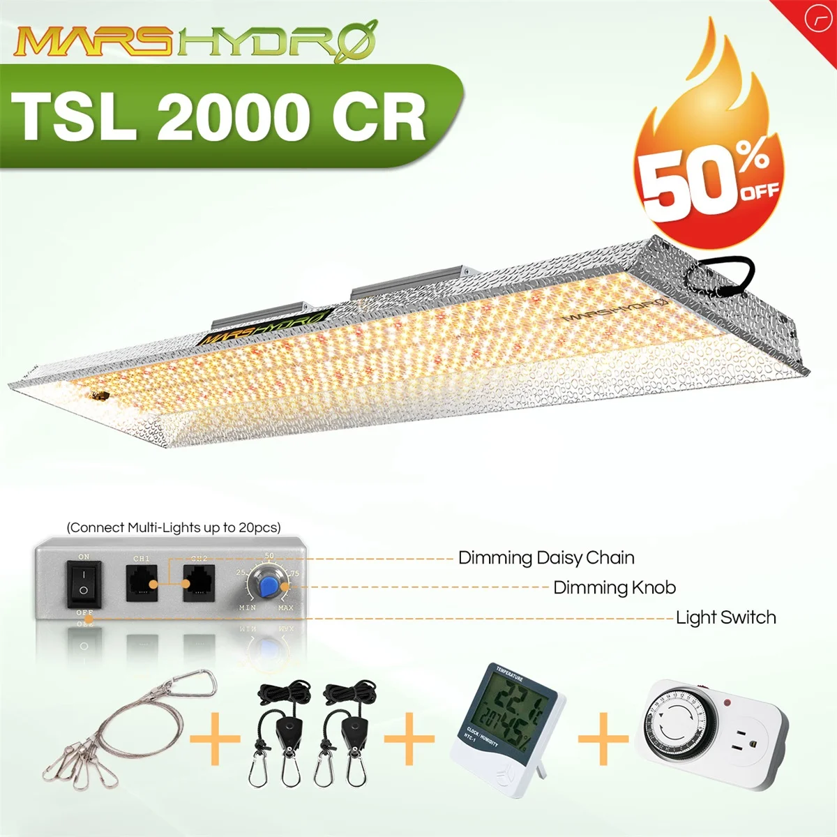 Mars Hydro TSL 2000W Dimmable Led Grow Light Full Spectrum Indoor Plants Hydroponic System Tent for Veg Flower Blooms Phytolamp