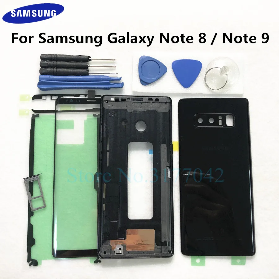 Full Housing Front Screen Glass Lens Middle Frame Battery Door Back Cover Complete For Samsung Galaxy Note 9 N960F 8 N950F | Мобильные