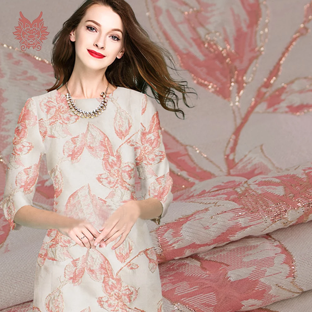 Элегантный 3D Цветочный Принт Красный Синий Металлик Жаккардовая парча ткань для женщин зимнее платье юбка tissus tissu Африканский SP5881