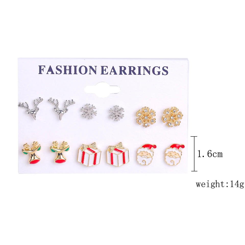 6 pcs 1 set Tronzo Рождество Санта Клаус серьги подвеска 2 шт./компл. и принтом милого снеговика рождественские украшения для дома Happy год Рождественский подарок - Цвет: 6 pcs 1 set